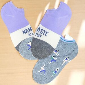 Women’s Two-Pack No-Show Socks - Namaste/Yoga Pose